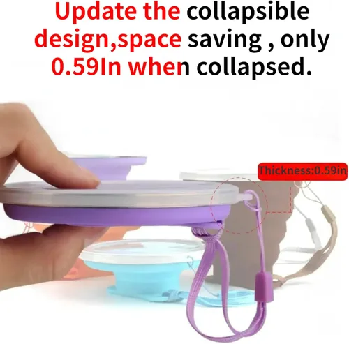 Miniatura 4 de Paquete de 4 tazas de viaje de 9.1 fl oz/9 oz de acero inoxidable de silicona retráctiles plegables tazas de café plegables telescópicas tazas