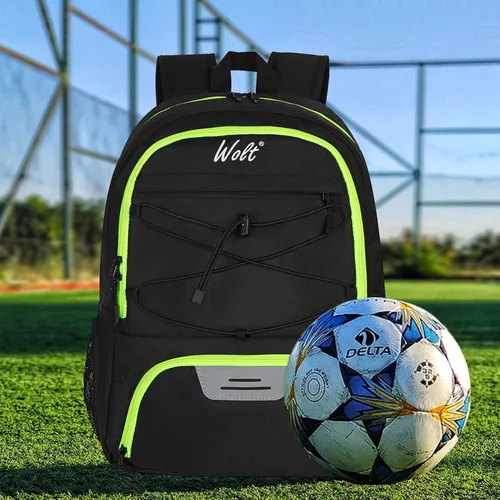Miniatura 6 de WOLT - Mochila para balón de fútbol juvenil, bolsa deportiva con soporte para balón y compartimento para zapatos, para fútbol, fútbol americano