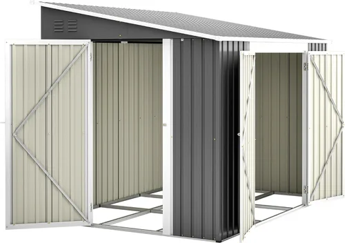 Miniatura 11 de Thanaddo Cobertizo de almacenamiento de metal para exteriores de 4x6 pies, cobertizo de herramientas de acero para utilidades con puertas dobles