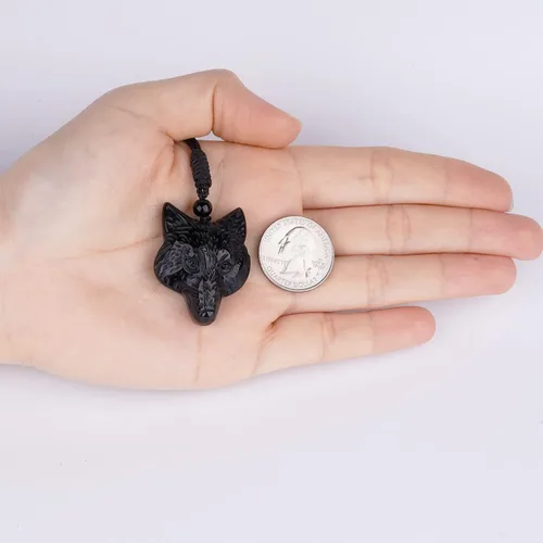 Miniatura 4 de ASGIFT Collar de obsidiana negra con amuleto de piedra curativa con dije de protección con collar de cuerda ajustable, regalo de cumpleaños