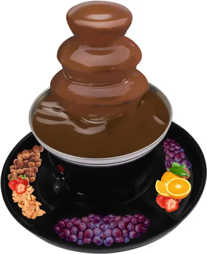 Fuente de chocolate eléctrica, máquina de fondue de chocolate de 3 niveles con 5 tenedores, fuente de chocolate de 25 W, pequeña máquina de fuente