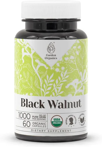 Black Walnut 60 cápsulas | Cápsulas de alta potencia, suplementos dietéticos a base de hierbas | Hecho con cápsulas vegetales y nogal negro orgánico