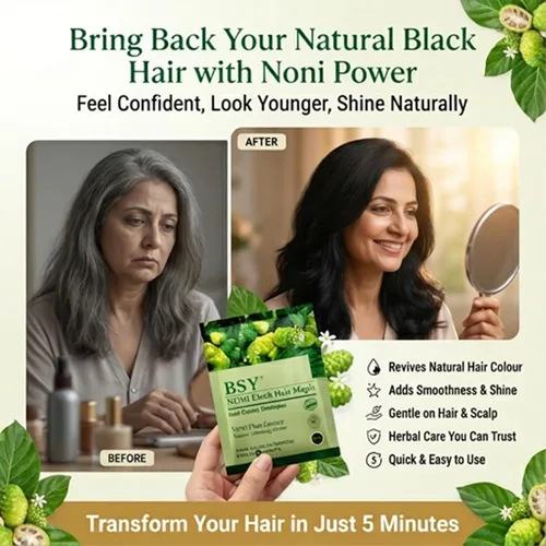 Miniatura 2 de BSY Noni Black Hair Magic Hair - Champú de color para el cabello (0.4 fl oz x 6 bolsitas) Tinte permanente natural sin amoníaco para hombres