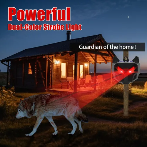 Miniatura 9 de Repelente solar nocturno de animales (paquete de 4) – Disuasorio de animales de ojo depredador mejorado 2026 con luces intermitentes rojas duales