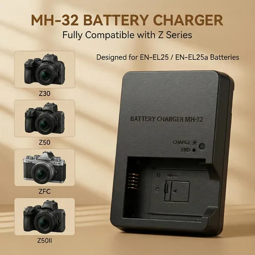 Miniatura 3 de Cargador de batería de cámara MH-32 para Nikon ENEL25 EN-EL25a Batería compatible con Nikon Z30 Z50 ZFC Z50ii Micro Single Camera, mh 32 Cargador