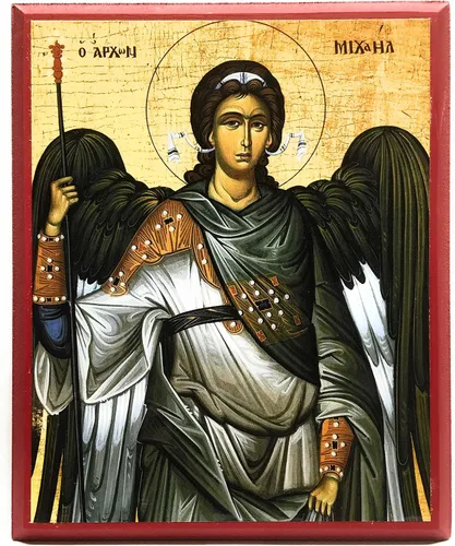 Miniatura 7 de Icono cristiano ortodoxo griego de madera San Arcángel Miguel (5.5" x 7.5")