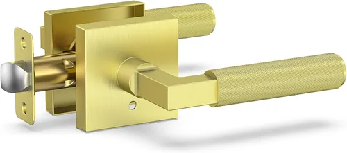 Miniatura 11 de Manija de puerta negra y dorada, cerraduras de puerta negras y doradas para dormitorio o baño, manijas de puerta resistentes para interiores