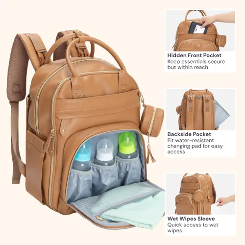 Miniatura 69 de BabbleRoo - Mochila para pañales - Bolso de viaje con artículos esenciales para bebés - Mochila multifunción resistente al agua, bolso de viaje