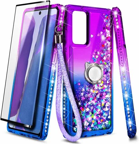 Miniatura 8 de NZND Compatible con Samsung Galaxy A13-5G funda para teléfono, aguamarina/morado Brillante purpurina flotante cascada líquida linda cubierta