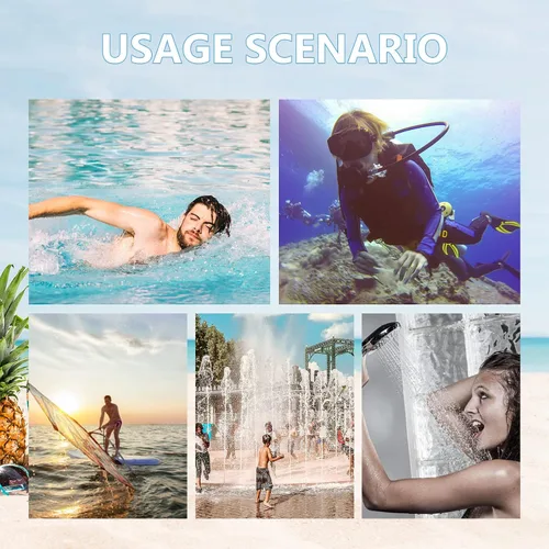 Miniatura 8 de Tapones reutilizables para los oídos de natación con clips para la nariz, 2 pares de tapones de silicona para los oídos para adultos, surf acuático