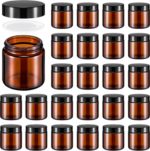 Miniatura 27 de Norme 48 frascos de vidrio de 4 onzas con tapas a prueba de fugas, redondos, herméticos, vacíos, frascos cosméticos con forros internos en la tapa
