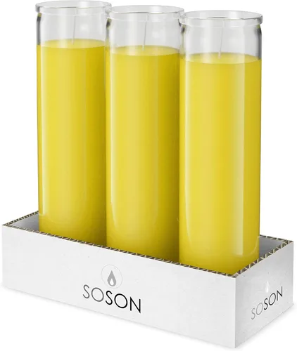 Miniatura 20 de Simply Soson - Velas de pilar blancas de 2x8 pulgadas de 7 días en vidrio, juego de 3, hasta 90 horas de tiempo de quemado, sin fragancia, velas