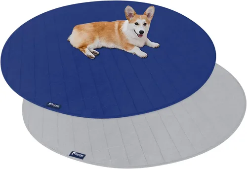 Miniatura 10 de Paquete de 2 almohadillas lavables para orina de perros, impermeables, redondas, de 48 pulgadas, almohadillas reutilizables para orina, almohadillas