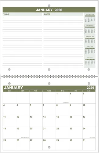 Miniatura 9 de Calendario 2026 para carpeta de 3 anillas, calendario de escritorio 2026-2027 de enero de 2026 a junio de 2027, calendario de 18 meses con papel Azul