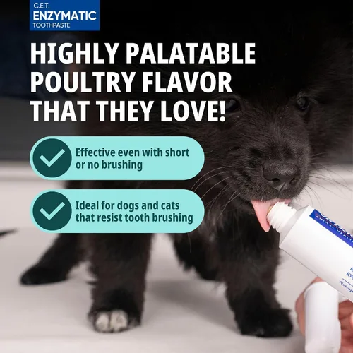 Miniatura 4 de Virbac C.E.T. Kit de higiene bucal para gatos y perros Juego de 3 piezas con cepillo de dientes de doble extremo, cepillo de dedos y sabor a aves