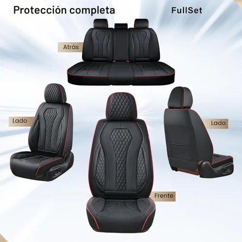Miniatura 8 de Coverado - Fundas para asientos de auto, negras impermeables delanteras y traseras, juego completo, cojín de asiento, protector de asiento, ajuste