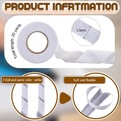 Miniatura 3 de Treela 2 Rolls Fusible Batting Tape for Quilting White Seam Tape for Art Quitting Batting Sewing(1.5 Inches X 20 yd)