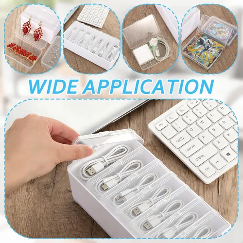 Miniatura 4 de Juego de 4 cajas organizadoras de cables con 28 fundas transparentes para interruptores, organizador de cables de escritorio, caja organizadora