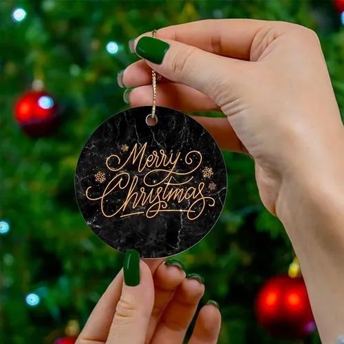 Miniatura 4 de Adornos de recuerdo de Navidad, adornos de cerámica de mármol de Navidad, adornos de textura, acuarela, árbol de Navidad, adornos colgantes