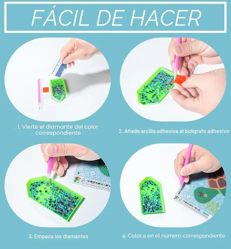 Miniatura 7 de CHWGLFGG Paquete de 6 kits de pintura de diamantes 5D para niños principiantes, kits de arte de diamantes lindos de taladro completo, arte de gemas