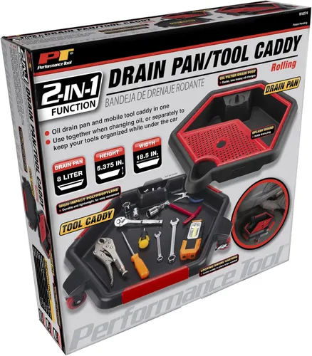 Miniatura 14 de Performance Tool W4074 Bandeja de drenaje y caché de herramientas 2 en 1 - Recoge convenientemente aceite y organiza herramientas para reparaciones