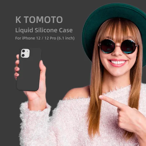 Miniatura 7 de Funda de silicona líquida compatible con iPhone 12/12 Pro, color negro [Protección contra caídas] [Resistente a los arañazos, a prueba de golpes]