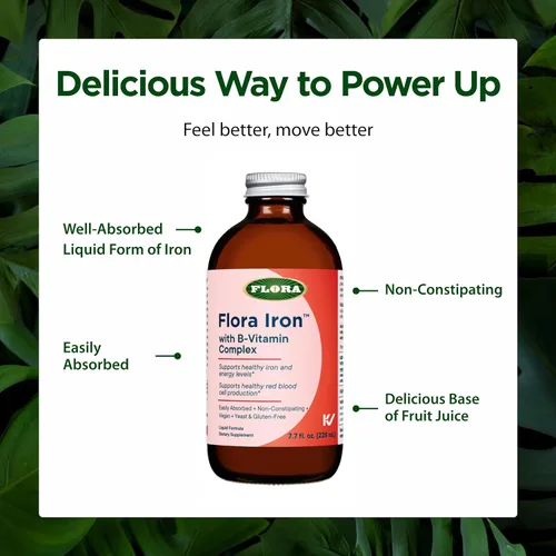 Miniatura 4 de Flora Hierro con complejo de vitamina B – Ayuda a mantener niveles saludables de hierro – Sin estreñimiento, altamente absorbente – Vitamina B