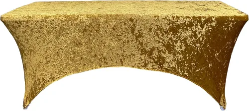 Miniatura 2 de YOUR CHAIR COVERS - Mantel rectangular de terciopelo ajustable de elastano de 6 pies, para patio, mantel elástico, color dorado