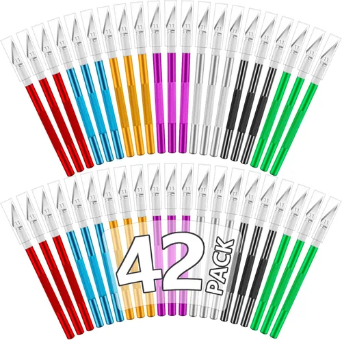 Miniatura 9 de Jetmore Juego de 24 cuchillos Exacto, cuchillos de precisión para manualidades, kit de cuchillos para cortar, tallar, recortar, álbumes de recortes