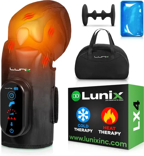 Lunix LX4 - Masajeador de rodilla con calor y compresión, recargable para muslo, pantorrilla y rodilla con terapia de frío o calor, soporte para