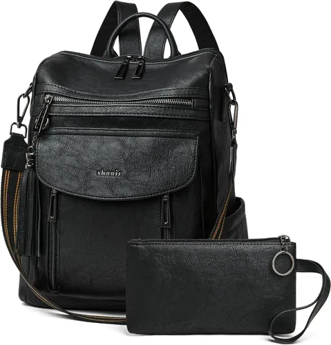 Miniatura 20 de Shrrie - Mochila de cuero para mujer, bolso de moda, mochila de cuero para mujer, mochila de viaje de diseñador, bolso de hombro convertible