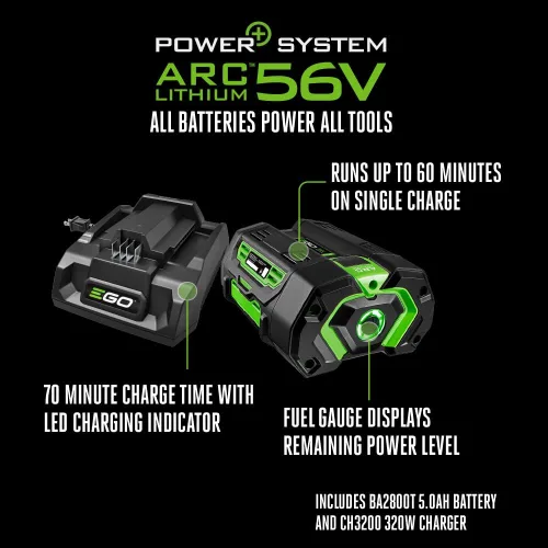 Miniatura 9 de EGO Power+ Aspiradora de taller húmeda y seca, aspiradora de coche, limpiador portátil inalámbrico, 9 galones 110 CFM, incluye batería de 56V 5.0Ah