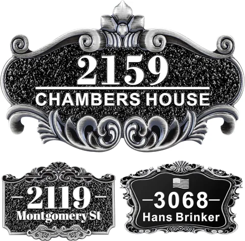 Miniatura 56 de Letrero de dirección personalizado, placa de dirección de número de casa, placa de dirección personalizada, metal o latón antiguo acrílico