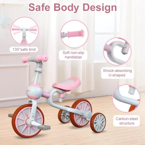 Miniatura 4 de XIAPIA Bicicleta 3 en 1 para Niños Pequeños de 2-4 Años Niña Niño, Triciclo para Niños con Asiento Ajustable, Pedal Desmontable y Ruedas de Azul