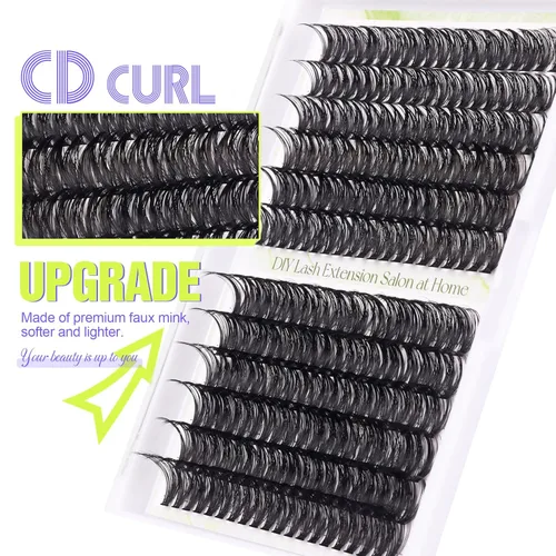 Miniatura 3 de ALICE Extensiones de pestañas en racimo para bricolaje, 240 unidades, de 0.55-0.78 pulgadas, pestañas individuales en racimo de pestañas naturales