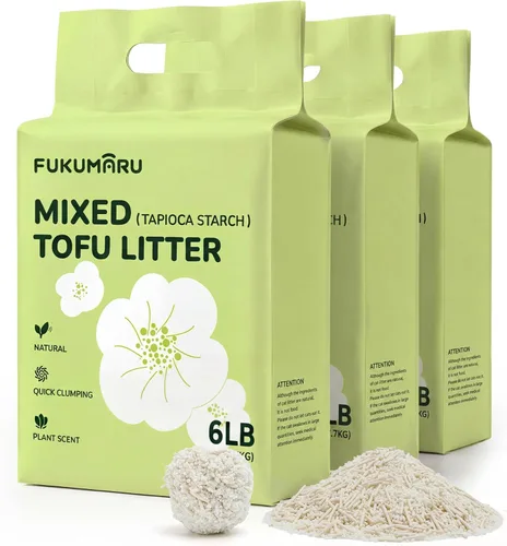 Miniatura 8 de FUKUMARU Arena para gatos de tofu, aglutinación de 12 libras y gestión de olores, aroma Gardenia, heces de frijoles y almidón de mandioca, bajo