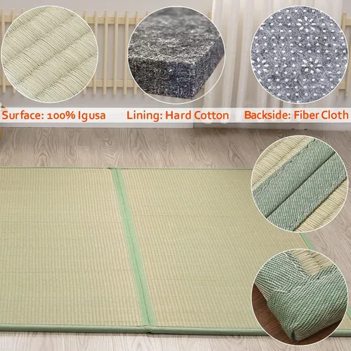Miniatura 6 de Tapete de tatami (individual de 79 x 39 x 0.5 pulgadas), colchón tradicional japonés de tatami, colchón de tatami de suelo de hierba rush natural