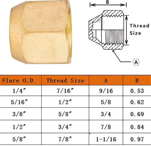 Miniatura 2 de Kits de surtido de tapas de latón con ensanchamiento, conector de tubo con ensanchamiento de 45 grados SAE para tubo OD de 1/4", 5/16", 3/8", 1/2