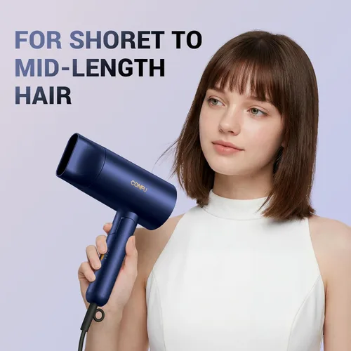 Miniatura 2 de CONFU Secador de pelo difusor para cabello rizado, secado rápido de 1500 W con difusor para mujeres, secador de pelo de iones negativos compacto