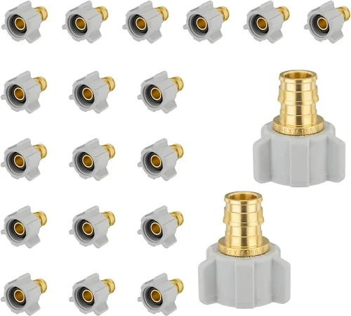 Miniatura 16 de Paquete de 2 adaptadores giratorios NPT hembra Niikappu de 3/4 pulgadas PEX A x 1/2 pulgadas, accesorio de expansión Pex-A de flujo completo