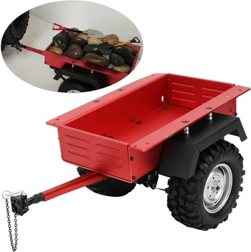 Miniatura 4 de Escala 1/10 RC Car Hitch Trailer Modelo de aleación de aluminio Juguete para niños Ajuste para RC Car (rojo)