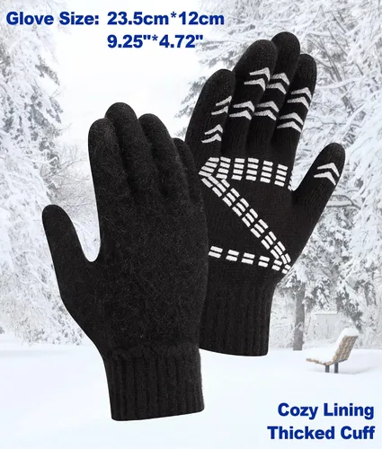 Miniatura 4 de FZ FANTASTIC ZONE Guantes de invierno para hombre, cálidos, térmicos, suaves, de lana, para pantalla táctil, para mujer
