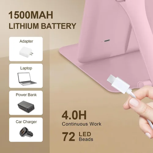 Miniatura 7 de Espejo de maquillaje de viaje recargable de 1500 mAh con luces, 1 espejo de tocador portátil con aumento de 15X, tocador cosmético iluminado
