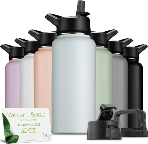 Miniatura 14 de SIPX™ Botella de Agua Aislada de 18 oz con 3 Tapas – Acero Inoxidable a Prueba de Fugas, Triple Aislamiento – Frío 24 Horas/Caliente 12 Horas
