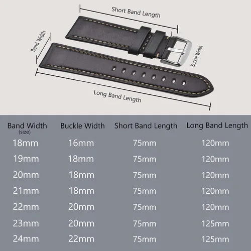 Miniatura 6 de BISONSTRAP Correa de reloj de cuero de 0.709 in, 0.748 in, 0.787 in, 0.827 in, 0.866 in, 0.906 in, 0.945 in, correas de reloj antiguas para hombres