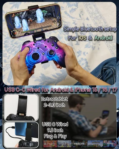 Miniatura 4 de Wzuicov Multi-Platform Game Controller with RGB & Dual-Mode Bluetooth & Wired Connection, Wireless Gamepad for Switch/Switch 2/iOS/Android/PC/TV