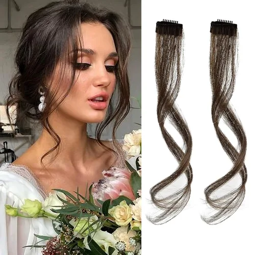 Miniatura 11 de REECHO Flequillos Laterales Largos con Ondas Rizadas, Flequillo de Cortina con Clip, Flequillos Frontales Laterales que Enmarcan el Rostro