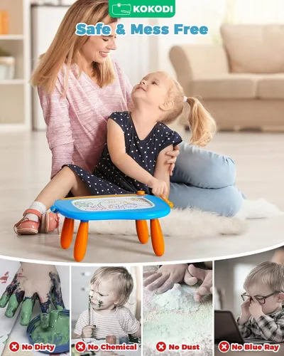 Miniatura 4 de KOKODI Pizarra de Dibujo Magnética, Juguetes para Niñas de 1-2 Años, Gran Pizarra de Garabatos para Aprender y Educar, Juguetes para Bebés y Niños
