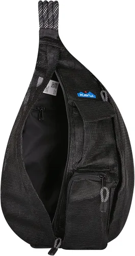 Miniatura 3 de KAVU Bolsa de cuerda de playa de malla Crossbody Sling Mochila - Negro, Negro -, Bolsa de cuerda de playa