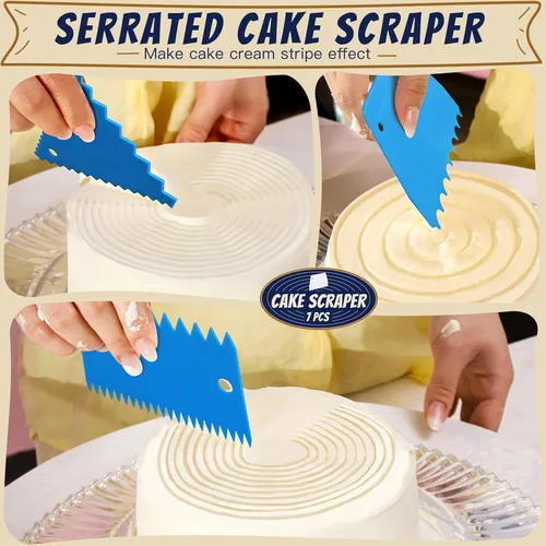 Miniatura 4 de Teenitor Raspador de Pasteles Alisador de Pasteles, 7 Piezas Herramientas para Pasteles Raspador de Glaseado Raspador de Pasteles Alisador